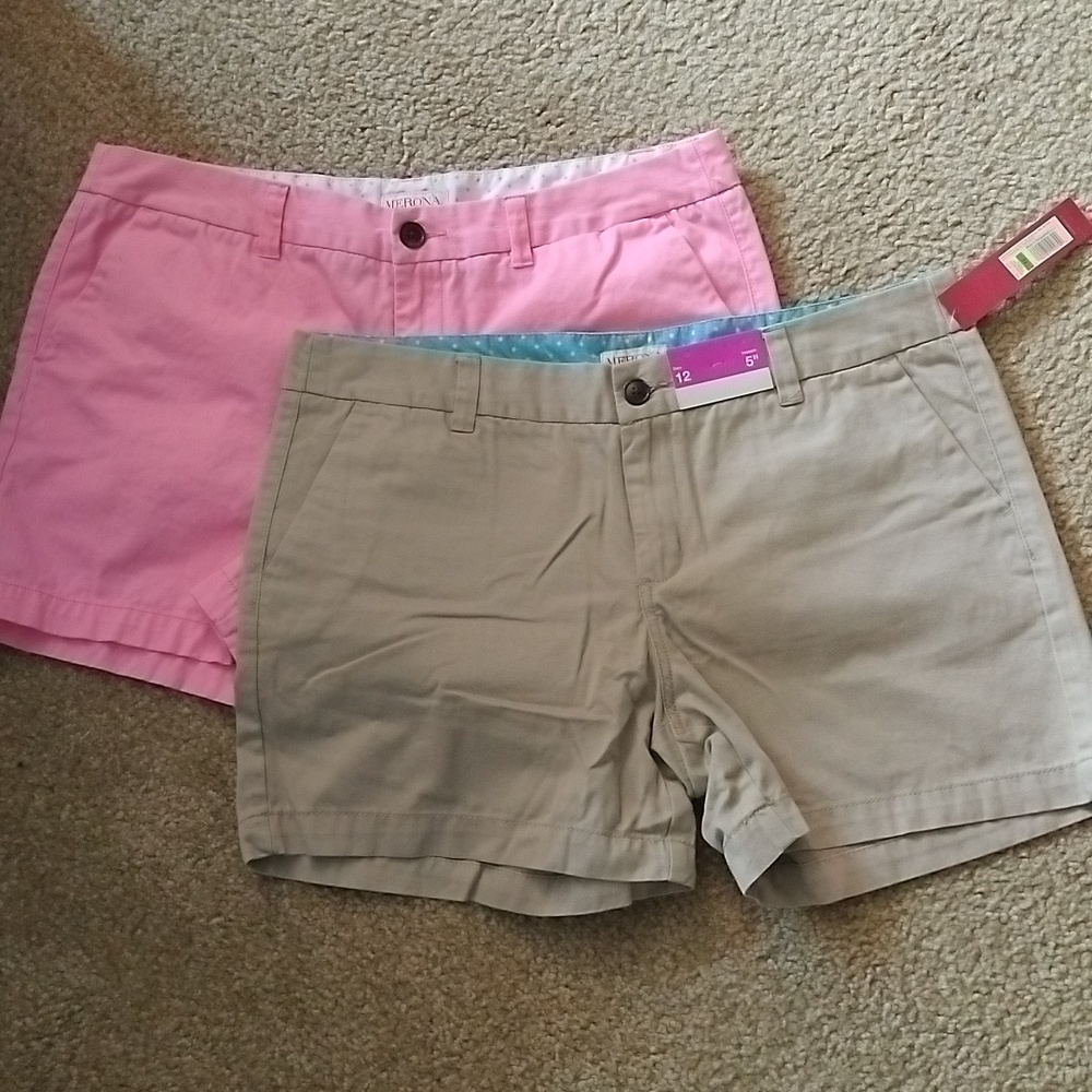 Lot Of Two Pair Size 12 Merona Shorts Beige And Pink